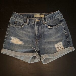 Topshop Blue Distressed Jean Shorts